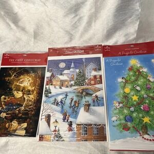 3 NEW Sealed ADVENT CALENDAR DaySpring Hallmark Nativity Scene / Angels/ Skating